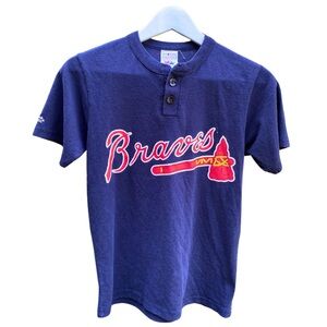 90s Atlanta Braves Shirt - Faded Navy, Size M Small Fit - Vintage Baseball Tee